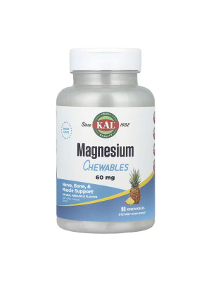 KAL Magnesium Chewables - Цитрат магния жевательные таблетки со вкусом ананаса, 60 мг, 90 шт. Фото 2