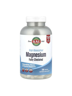 KAL Magnesium Fully Chelated - magnesium chelate (bisglycinate), 270 tablets Фото 2