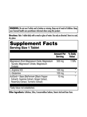 KAL Magnesium One Daily 500mg - Магний комплекс (цитрат, таурат, оксид, оротат), 60 таблеток Фото 2