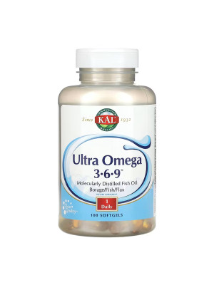 KAL Ultra Omega 3-6-9 1200mg - омега-3-6-9 ненасыщенные жирные кислоты, 100 капсул Фото 1