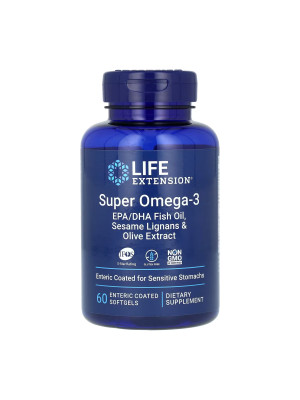 Life Extension Super Omega-3 EPA/DHA Fish Oil Sesame Lignans & Olive Extract – омега-3 рыбий жир с лигнанами кунжута и экстрактом масла, 60 капсул Фото 2