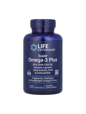 Life Extension Super Omega-3 Plus EPA/DHA – омега-3 с крилем, астаксантином и экстрактом масла, 120 капсул Фото 2