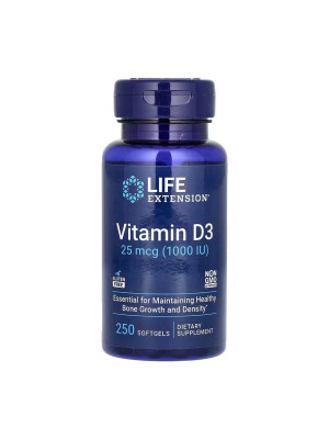 Life Extension Vitamin D3 1000 IU (25 mcg) - vitamin D3 cholecalciferol, 250 capsules Фото 1