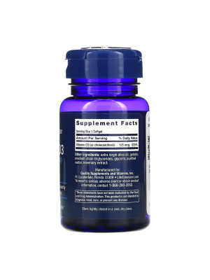Life Extension Vitamin D3 125 mcg (5000 IU) – витамин D3 холекальциферол, 60 капсул Фото 2