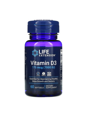 Life Extension Vitamin D3 175 mcg (7000 IU) – витамин D3 холекальциферол, 60 капсул Фото 2