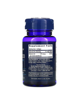 Life Extension Vitamin D3 175 mcg (7000 IU) – витамин D3 холекальциферол, 60 капсул Фото 2