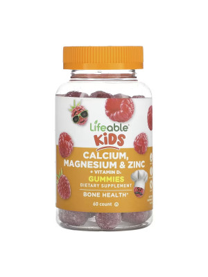 Lifeable Calcium Magnesium & Zinc + Vitamin D Kids - Calcium, Magnesium, Zinc and Vitamin D3 for Children, 60 Chewables Фото 2