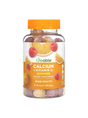 Lifeable Calcium + Vitamin D Adult - calcium with vitamin D3, chewable candies, 60 pcs. Фото 2