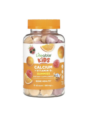 Lifeable Calcium + Vitamin D Kids - жувальні цукерки з кальцієм та вітаміном D3 для дітей, 60 шт Фото 2