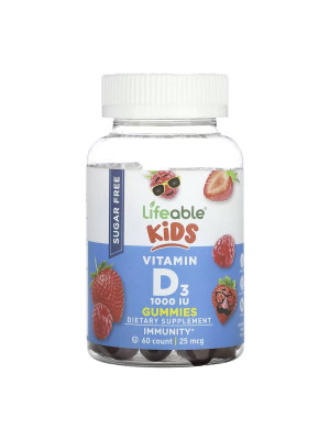 Lifeable Vitamin D Kids Sugar Free - Vitamin D3 for children without sugar, 60 chewable candies Фото 2