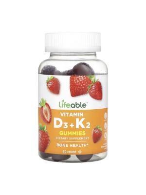 Lifeable Vitamin D3 + K2 Adult - вітамін D3 з K2 у жувальних цукерках, 60 шт Фото 2