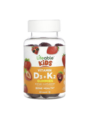Lifeable Vitamin D3 + K2 Kids - вітамін D3 і K2 для дітей, 60 жувальних цукерок Фото 2