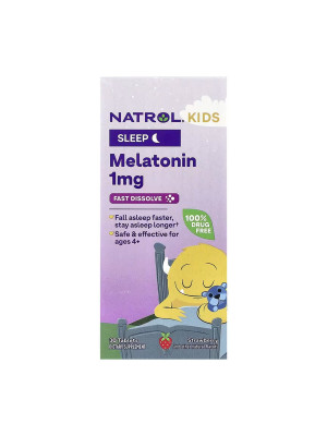 NATROL Kids Melatonin – мелатонин для детей 1 мг, 30 таблеток Фото 2