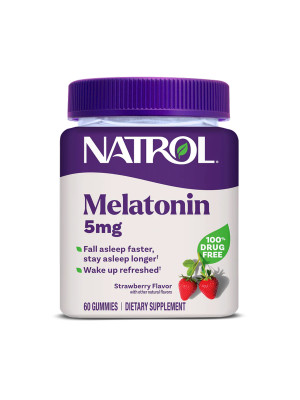 NATROL Melatonin 5mg Gummies - Мелатонин 5 мг жевательные конфеты, клубника, 60 шт Фото 2