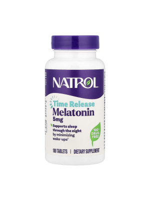 NATROL Melatonin 5mg – мелатонин 5 мг с контролируемым высвобождением, 100 таблеток Фото 1