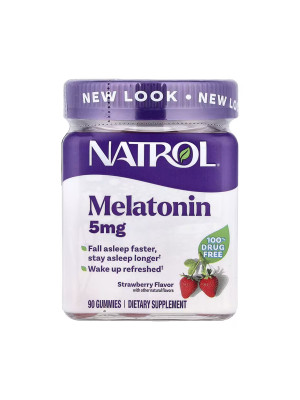 NATROL Melatonin 5mg - жевательные конфеты с мелатонином со вкусом клубники, 90 шт. Фото 2