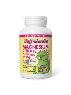Natural Factors Magnesium Citrate - Цитрат магния для детей со вкусом жевательной резинки, 60 жевательных таблеток Фото 2