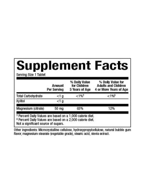 Natural Factors Magnesium Citrate - Цитрат магния для детей со вкусом жевательной резинки, 60 жевательных таблеток Фото 2