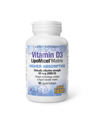 Natural Factors Vitamin D3 LipoMicel Matrix - vitamin D3 with increased bioavailability, 90 capsules Фото 2