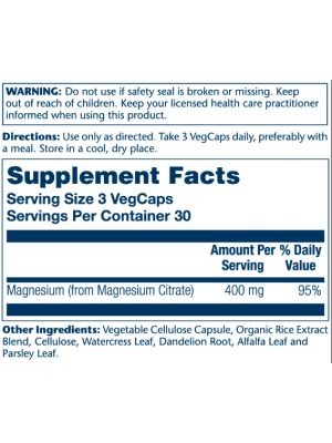 Solaray Magnesium Citrate 400mg – цитрат магния, 90 vcaps Фото 2