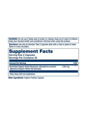 Solaray Org Grown Fermented Reishi 1000mg – ферментированный рейши, 60 капсул Фото 2