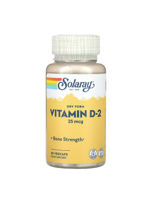 Solaray Vitamin D-2 25 мкг – витамин D2 (эргокальциферол), 60 вегетарианских капсул Фото 2