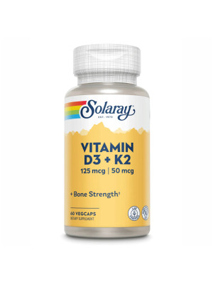 Solaray Vitamin D-3 & K-2 – витамин D3 5000 МЕ + K2 (МК-7), 60 вегетарианских капсул Фото 2