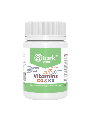 Stark Pharm Vitamin D3&K2 - витамин D3 2000 МЕ с витамином K2 (MK-7), 120 таблеток Фото 2