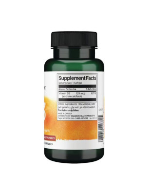 Swanson Vitamin D3 Highest Potency 5000 МЕ (125 мкг) – витамин D3 в мягких капсулах, 250 капсул Фото 2