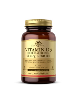 Solgar Vitamin D3 (Cholecalciferol) – витамин D3 2200 МЕ (55 мкг), 100 вегетарианских капсул Фото 1