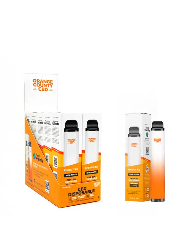 Orange County CBD 10ml Disposable Vape Pen Energy Ice 600mg CBD + 400mg CBG  – 3500 Puffs