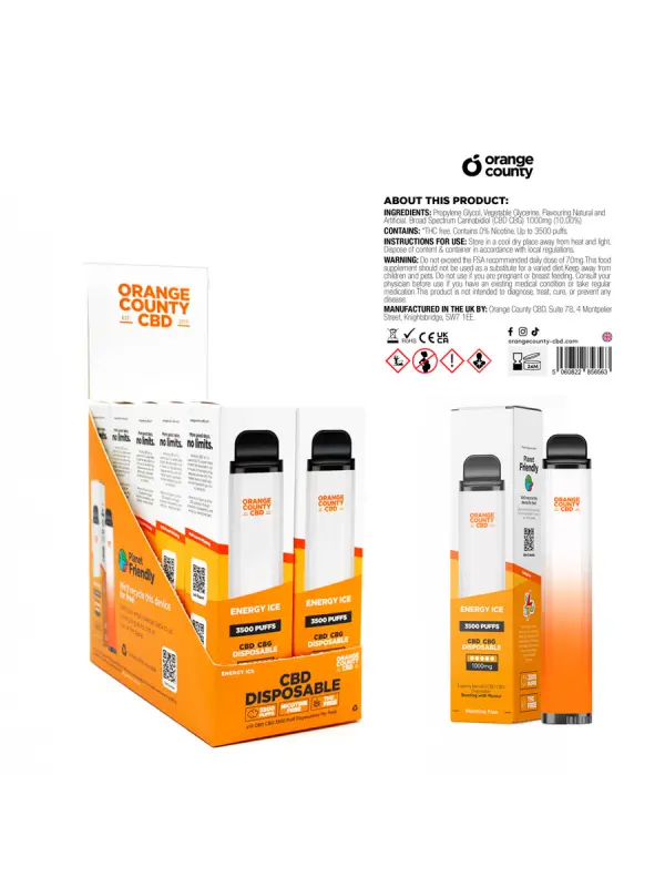 texas compliant disposable vapes Orange County Disposable CBD Vape 600mg (300 Puffs) – Sweet Cheeks CBD main image 1