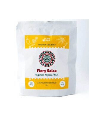 CBD Джерки з індички Fiery Salsa (КБД 75 мг + Терпени конопель + Магній) 45г Фото 1